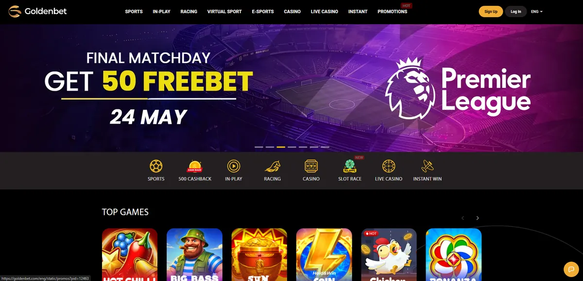 Goldenbet Premier League freebet offer