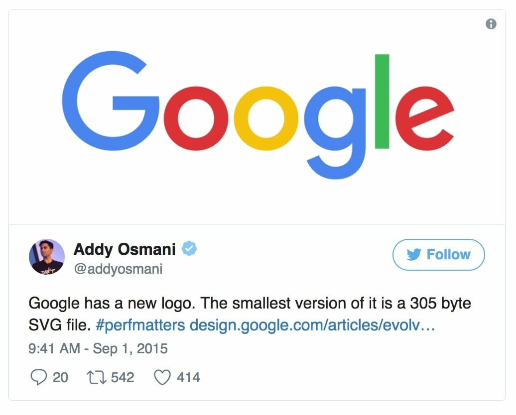 the smallest version of the new google logo was only 305 bytes in size