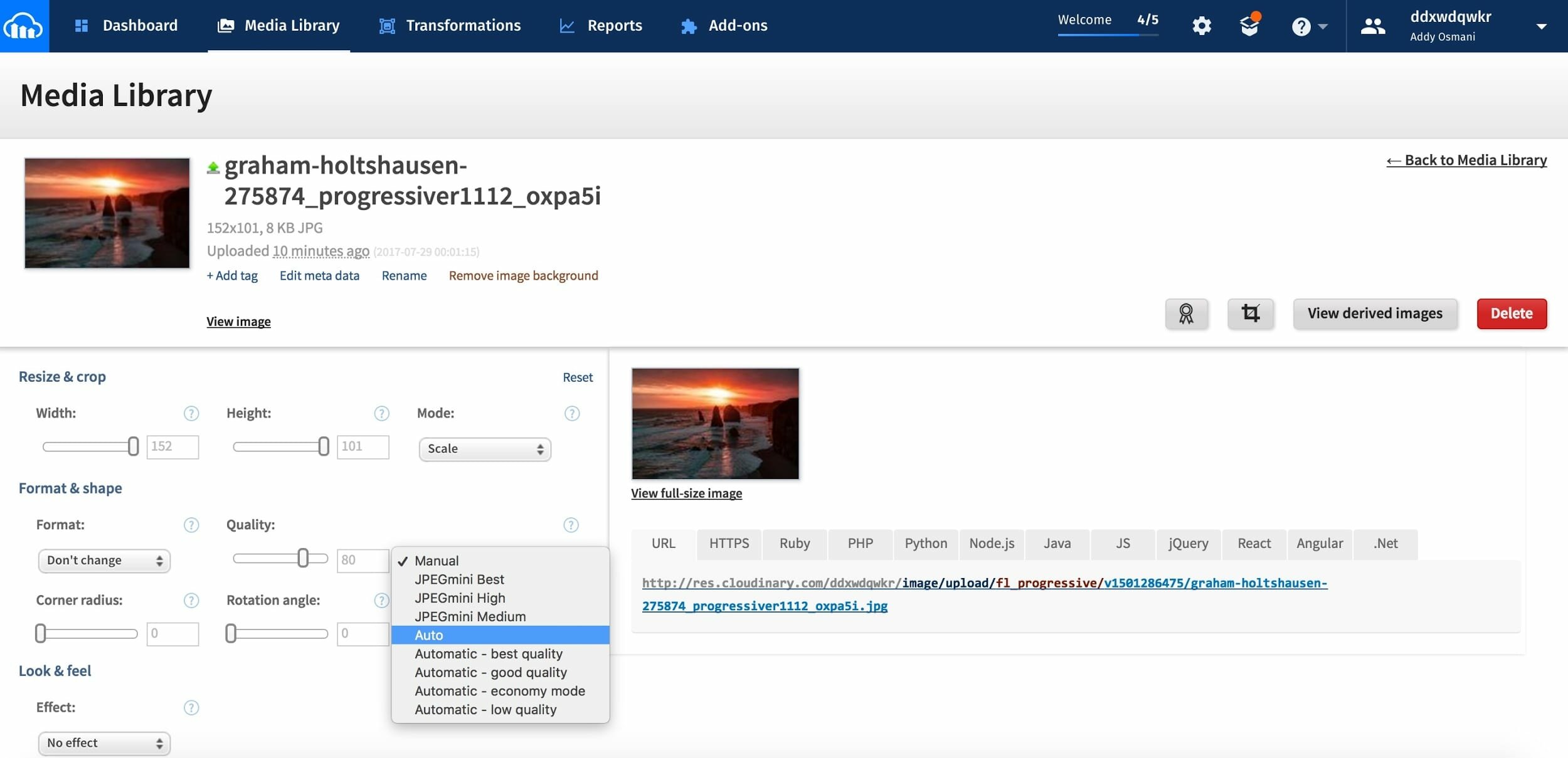 cloudinary media library