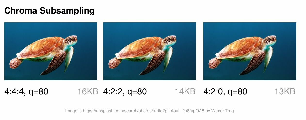 Chrome subsampling configurations for a JPEG at quality 80.