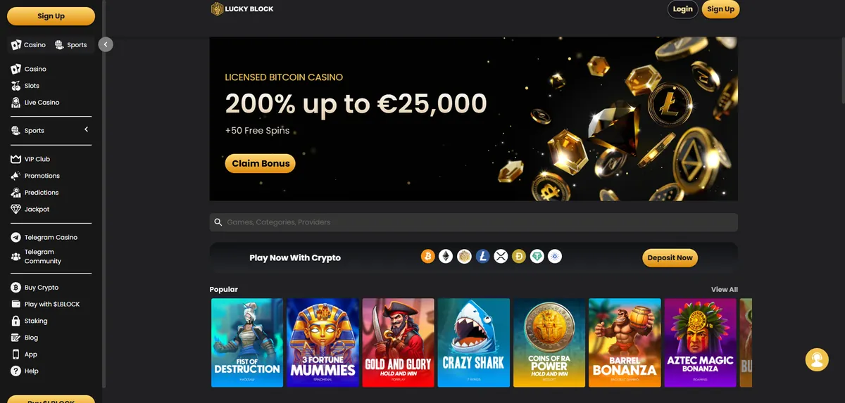 Lucky Block 200% up to 25000 euro bonus