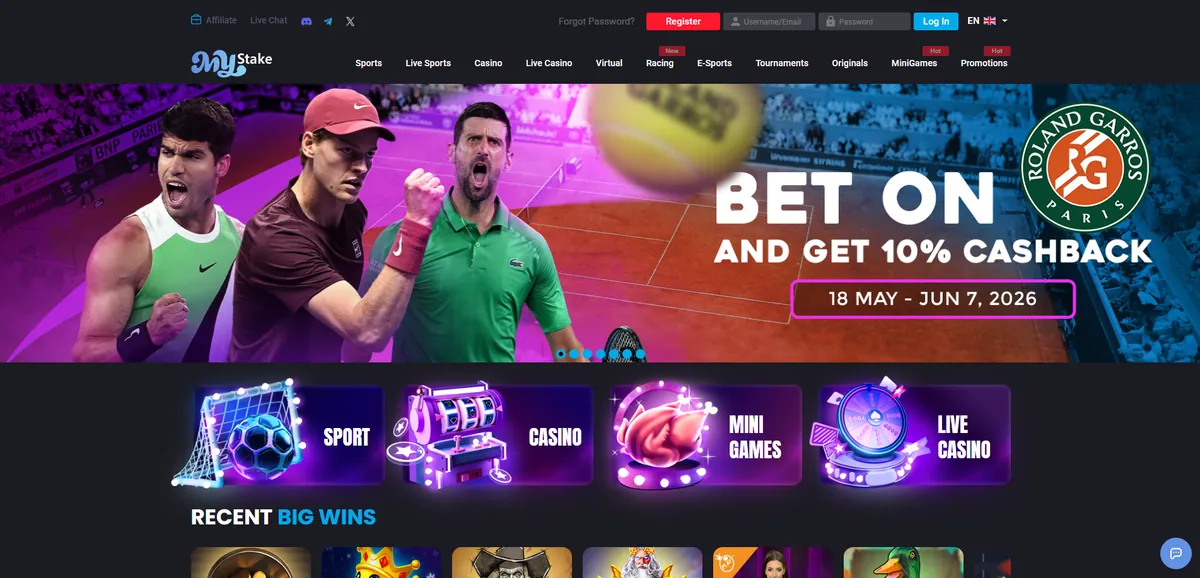 MyStake 10% cashback and sports betting promo